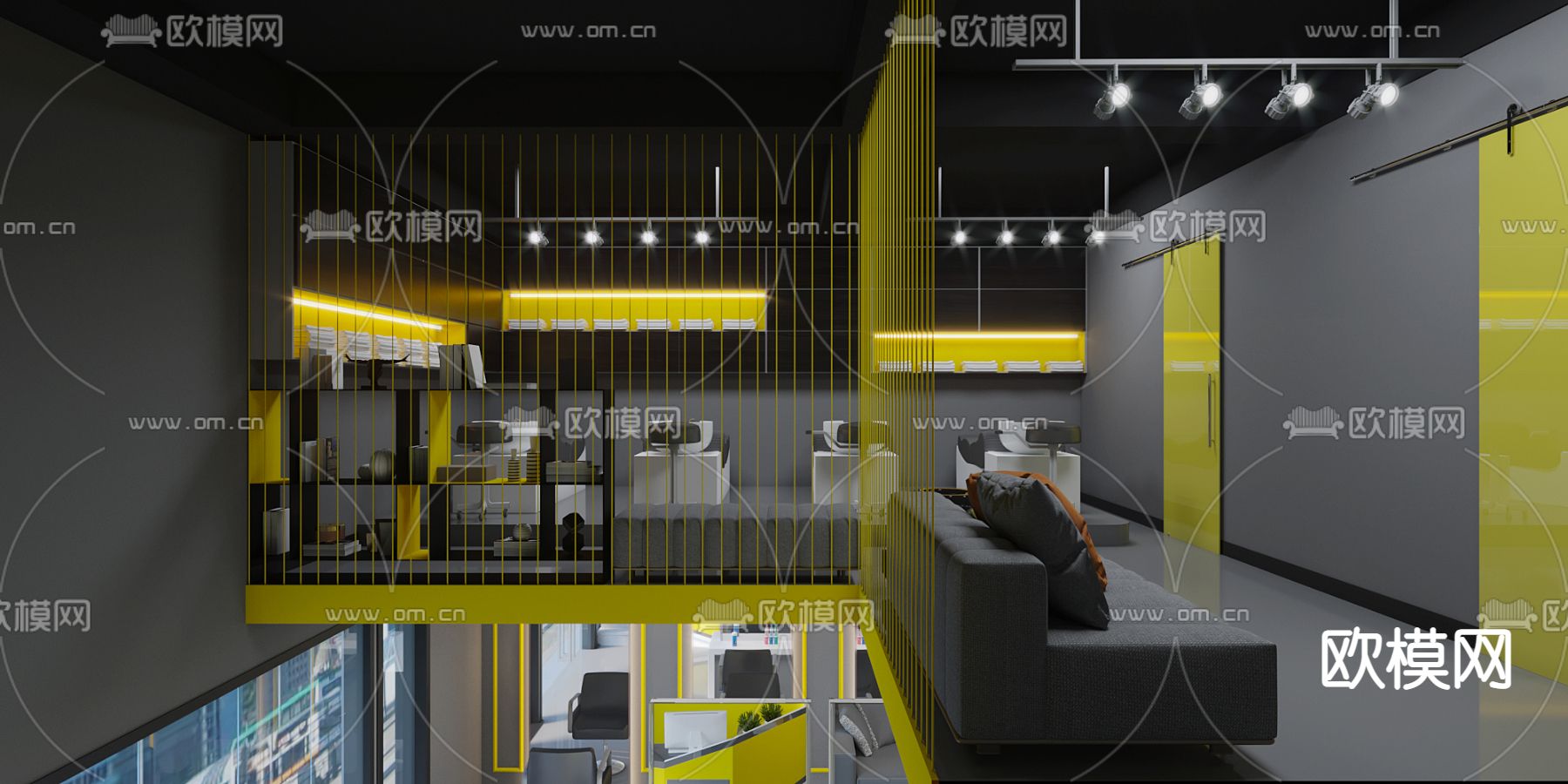 工业风理发店3d模型