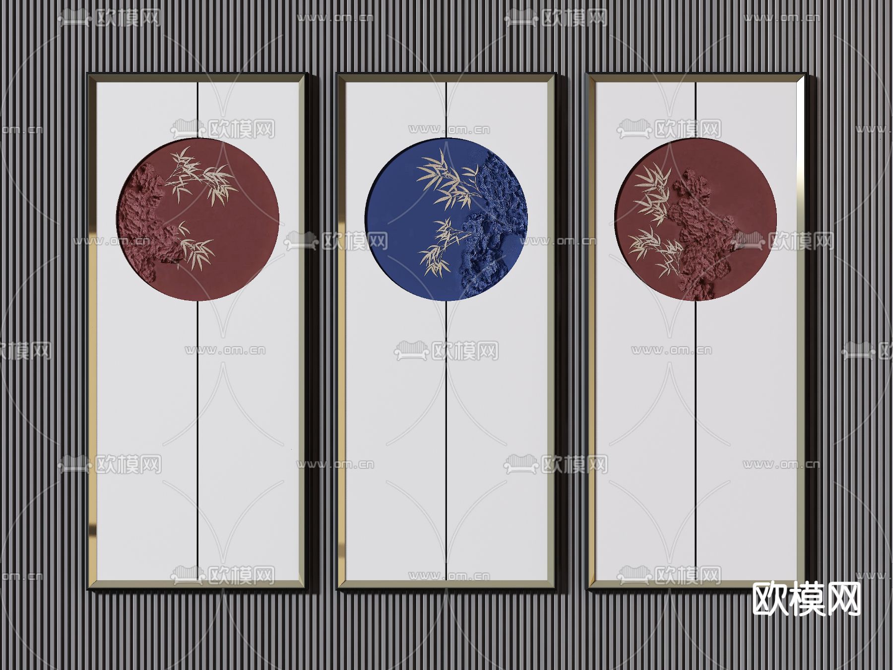 新中式装饰挂画3d模型