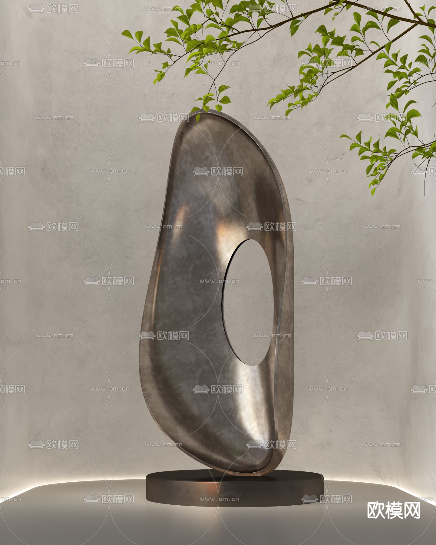 现代抽象金属雕塑3d模型下载