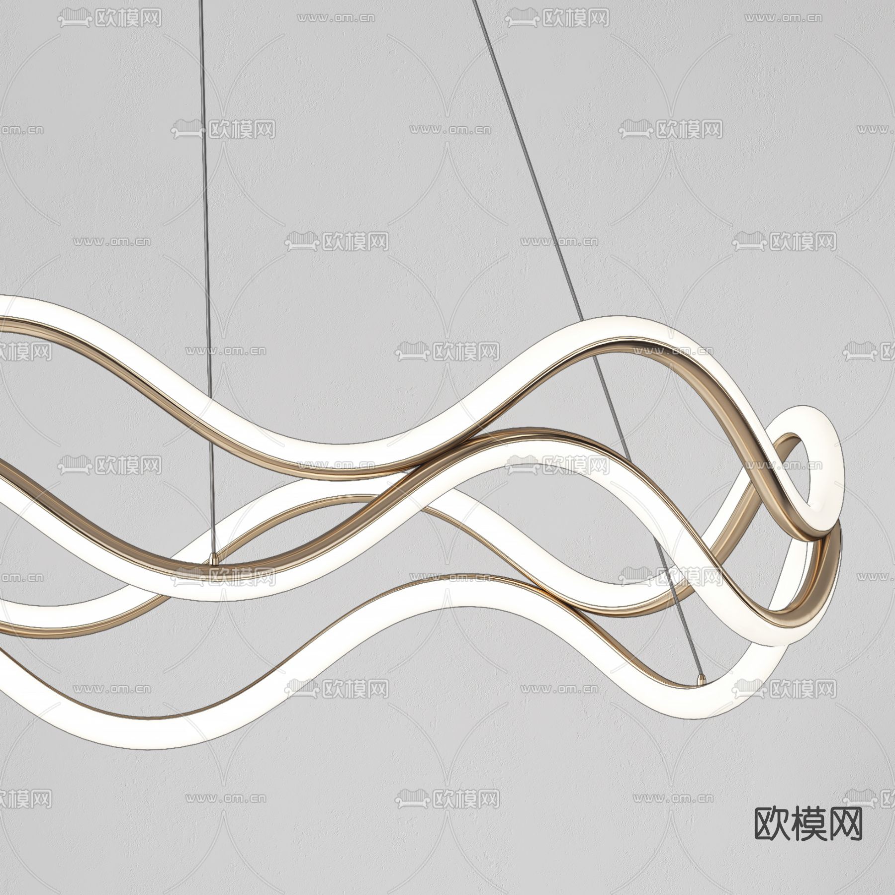 现代轻奢双层吊灯su模型下载（渲染图4）