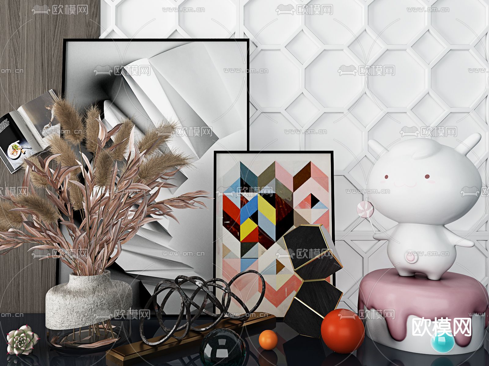 现代花瓶雕塑摆件3d模型下载