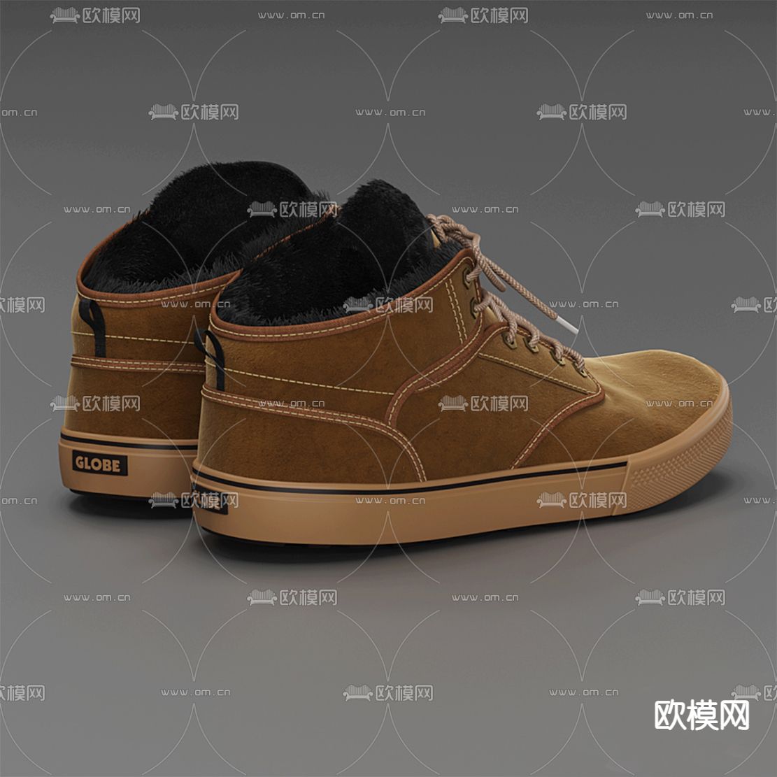 现代男士保暖鞋子3d模型下载（渲染图3）