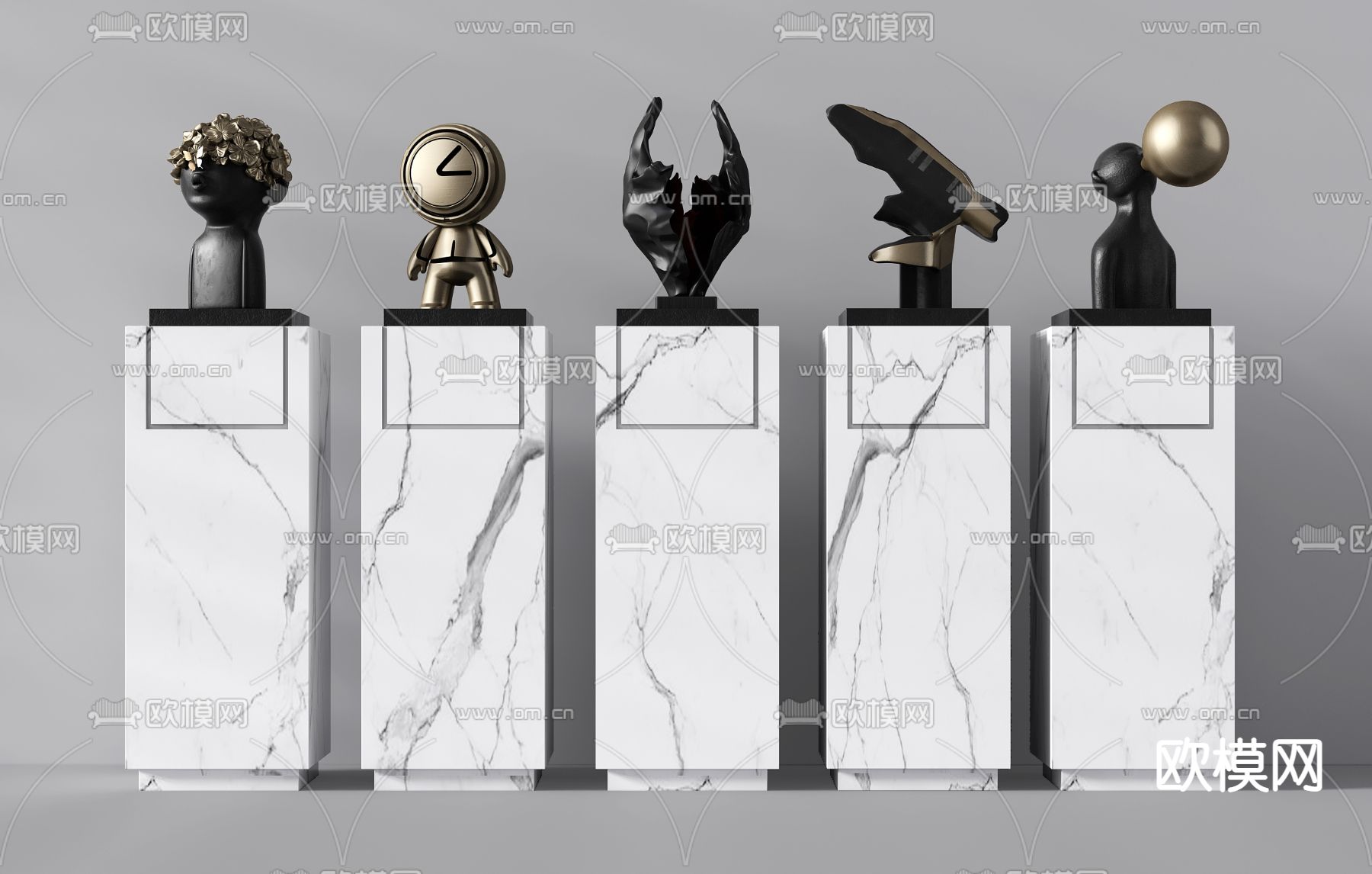 现代抽象雕塑摆件3d模型下载