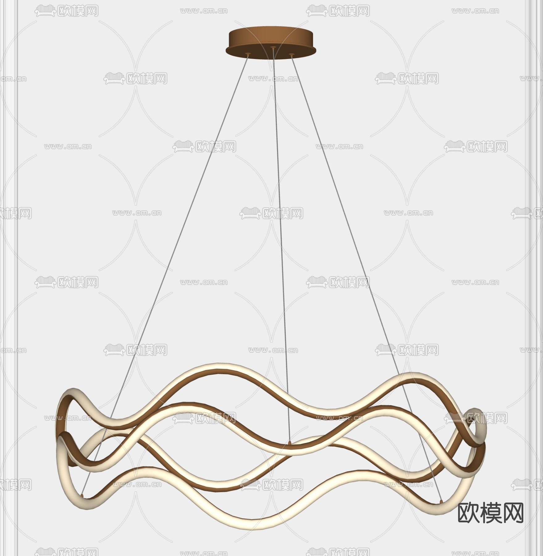 现代轻奢双层吊灯su模型下载（渲染图2）