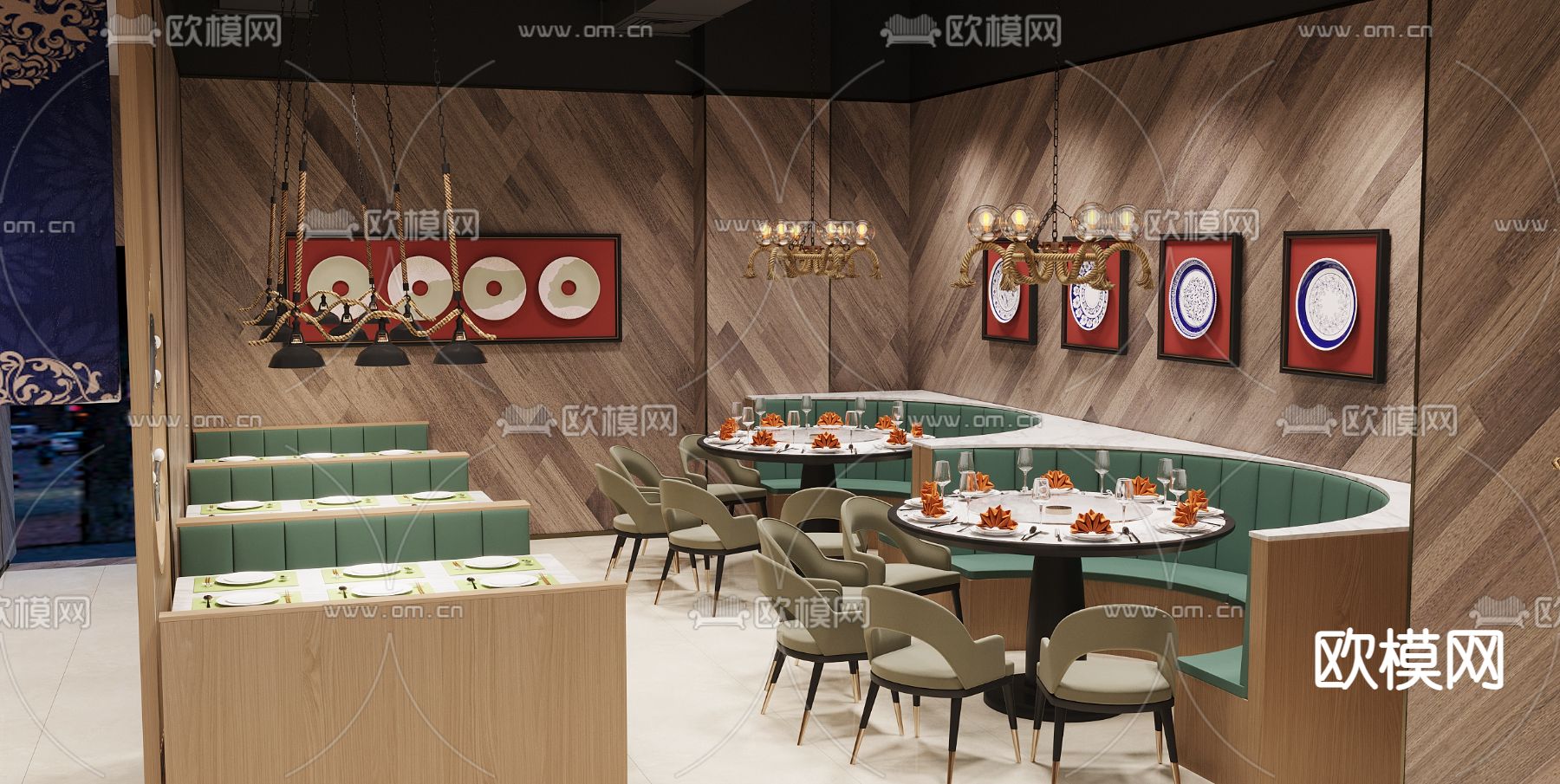 新中式烧烤店3d模型下载（渲染图4）