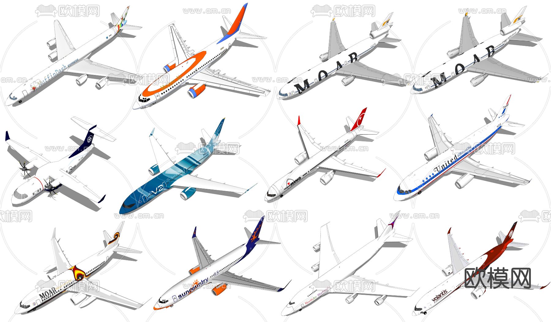 现代客机飞机su模型下载