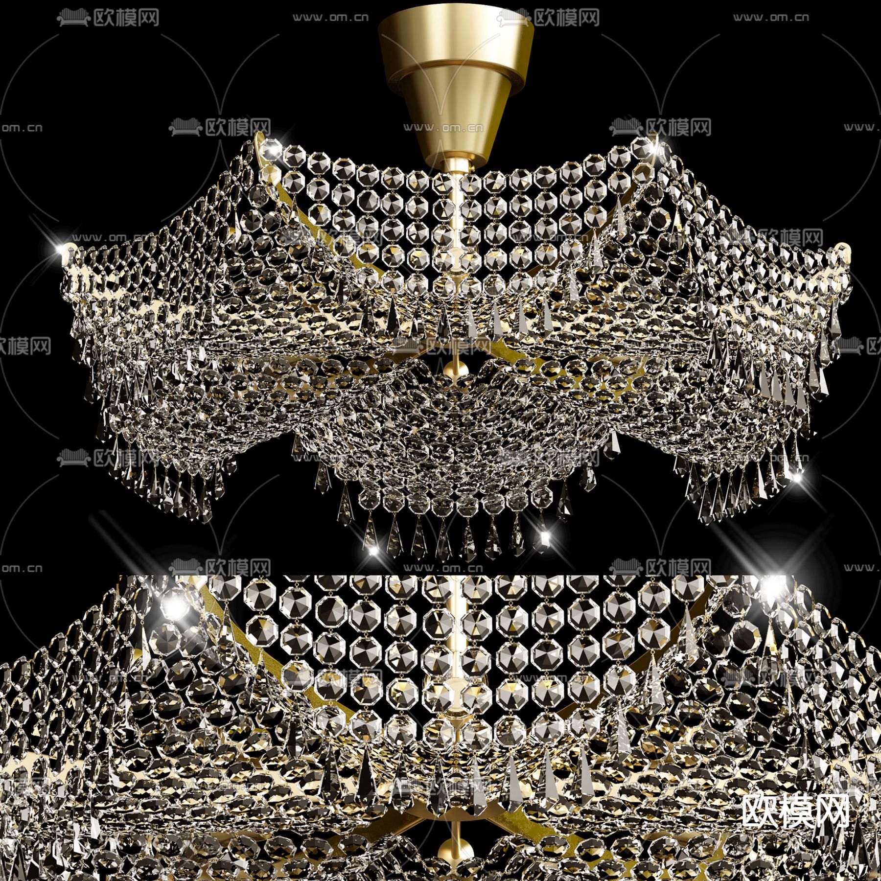现代水晶装饰吊灯3d模型下载