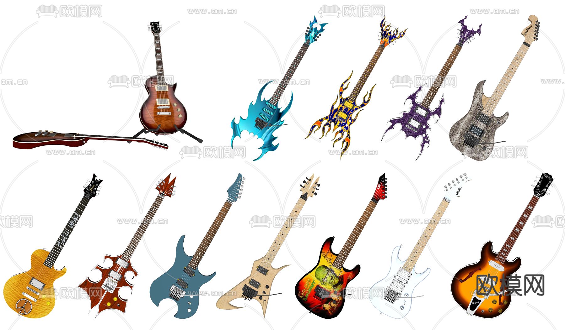 现代乐器吉他su模型下载