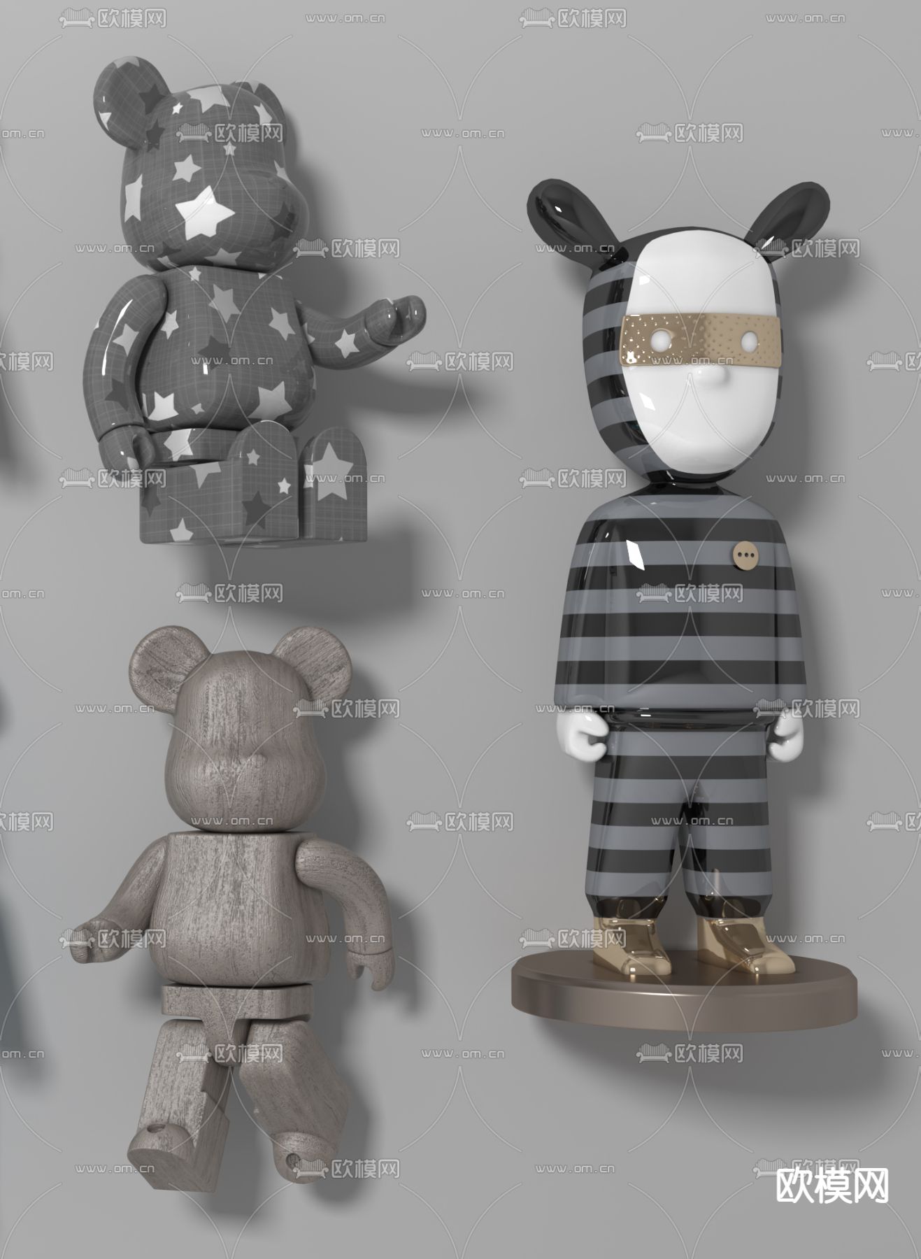 现代暴力熊玩具摆件3d模型下载（渲染图3）