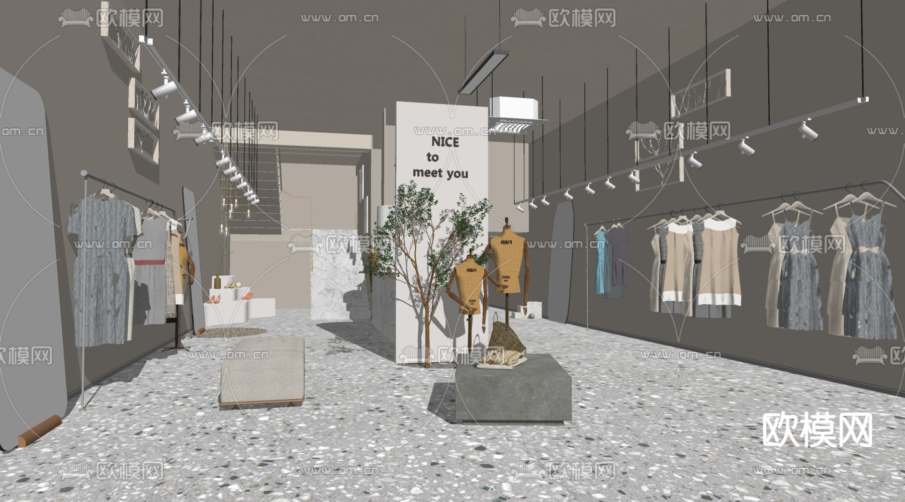 侘寂风女装店su模型下载（渲染图2）