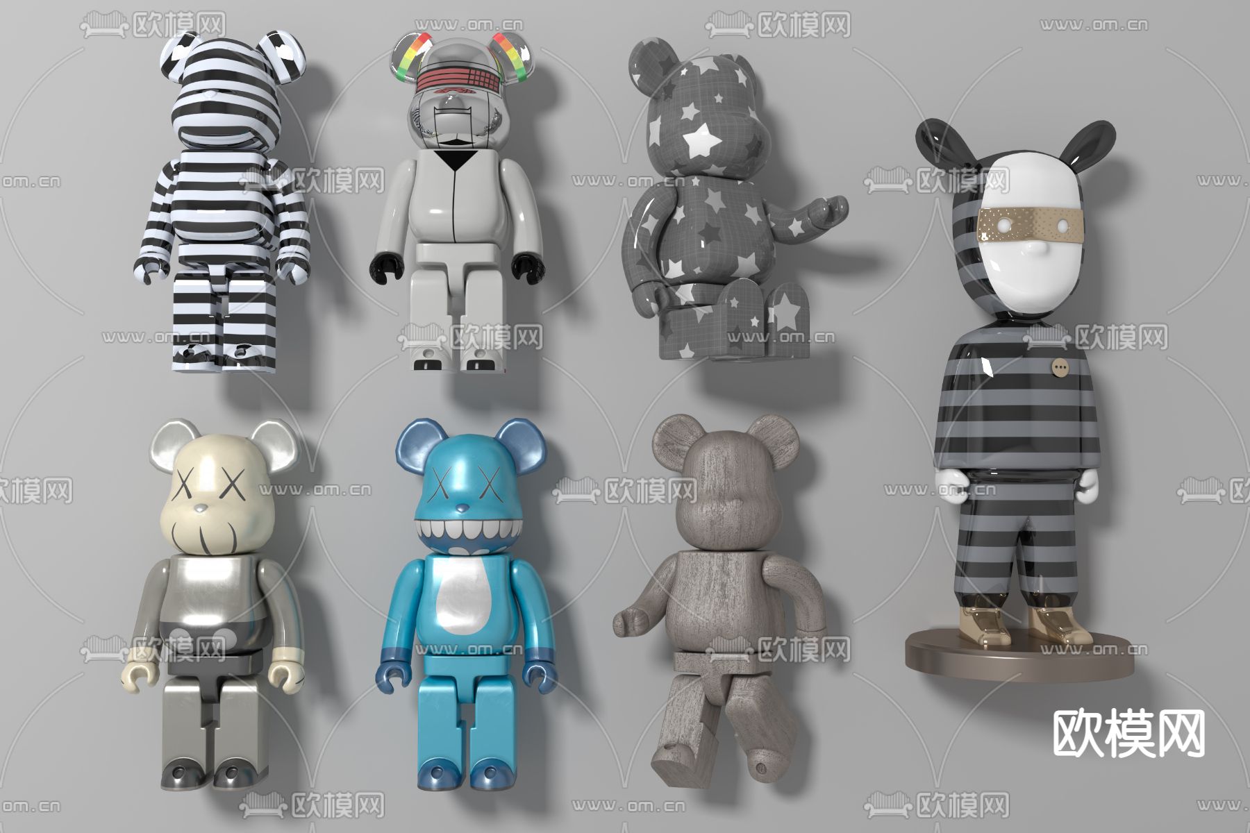 现代暴力熊玩具摆件3d模型下载（渲染图1）