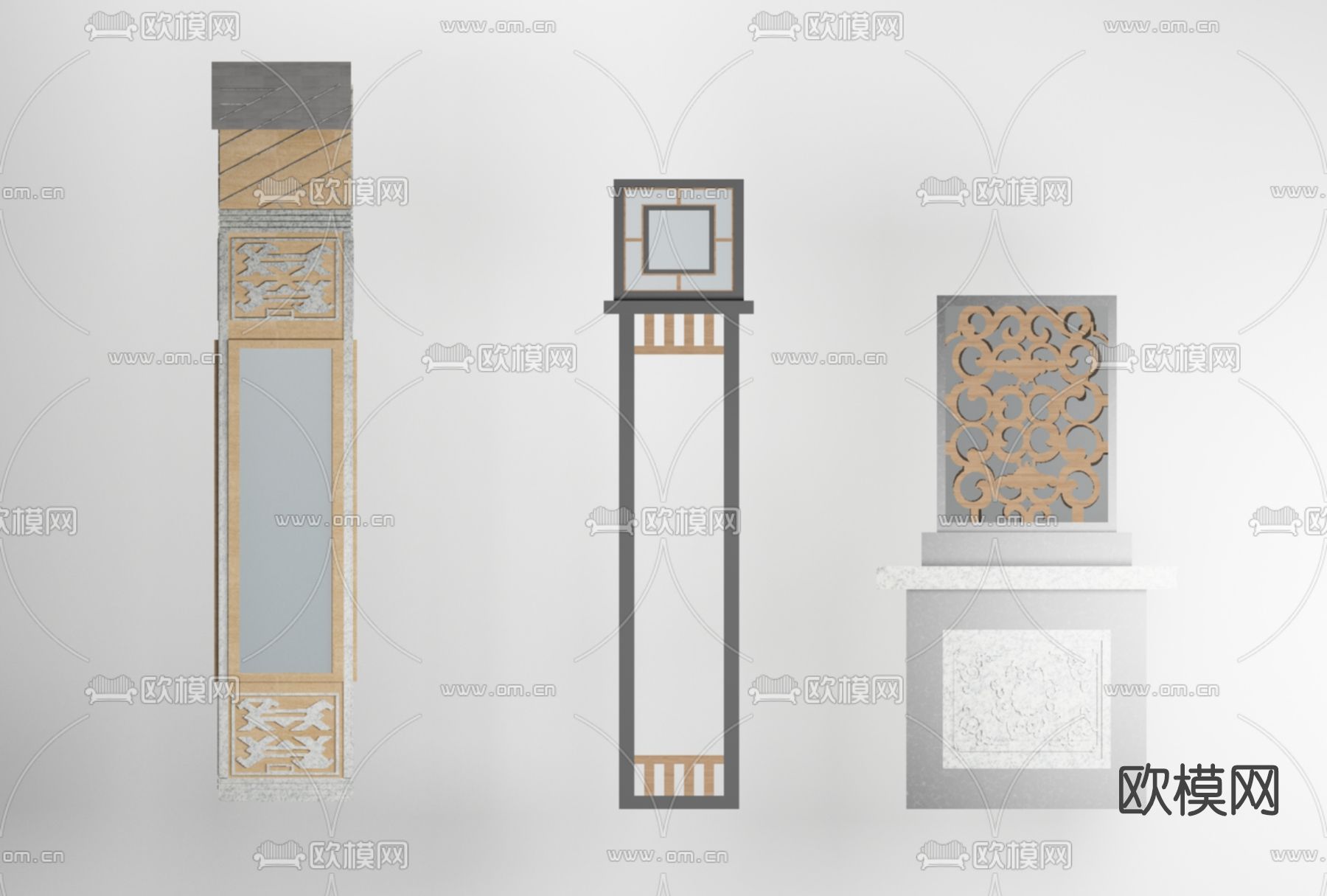 新中式庭院户外灯免费3d模型下载