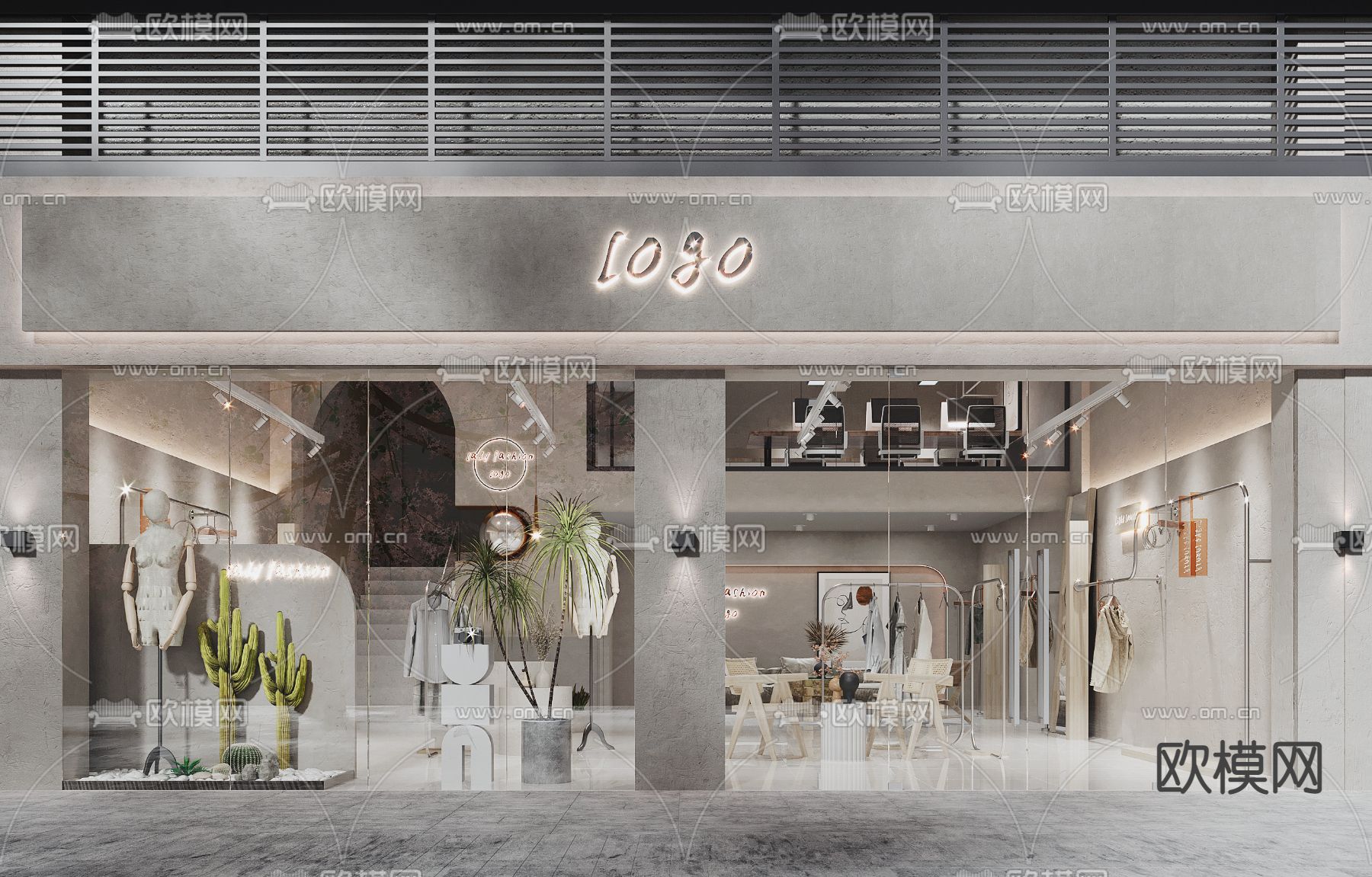 侘寂风女装服装店su模型