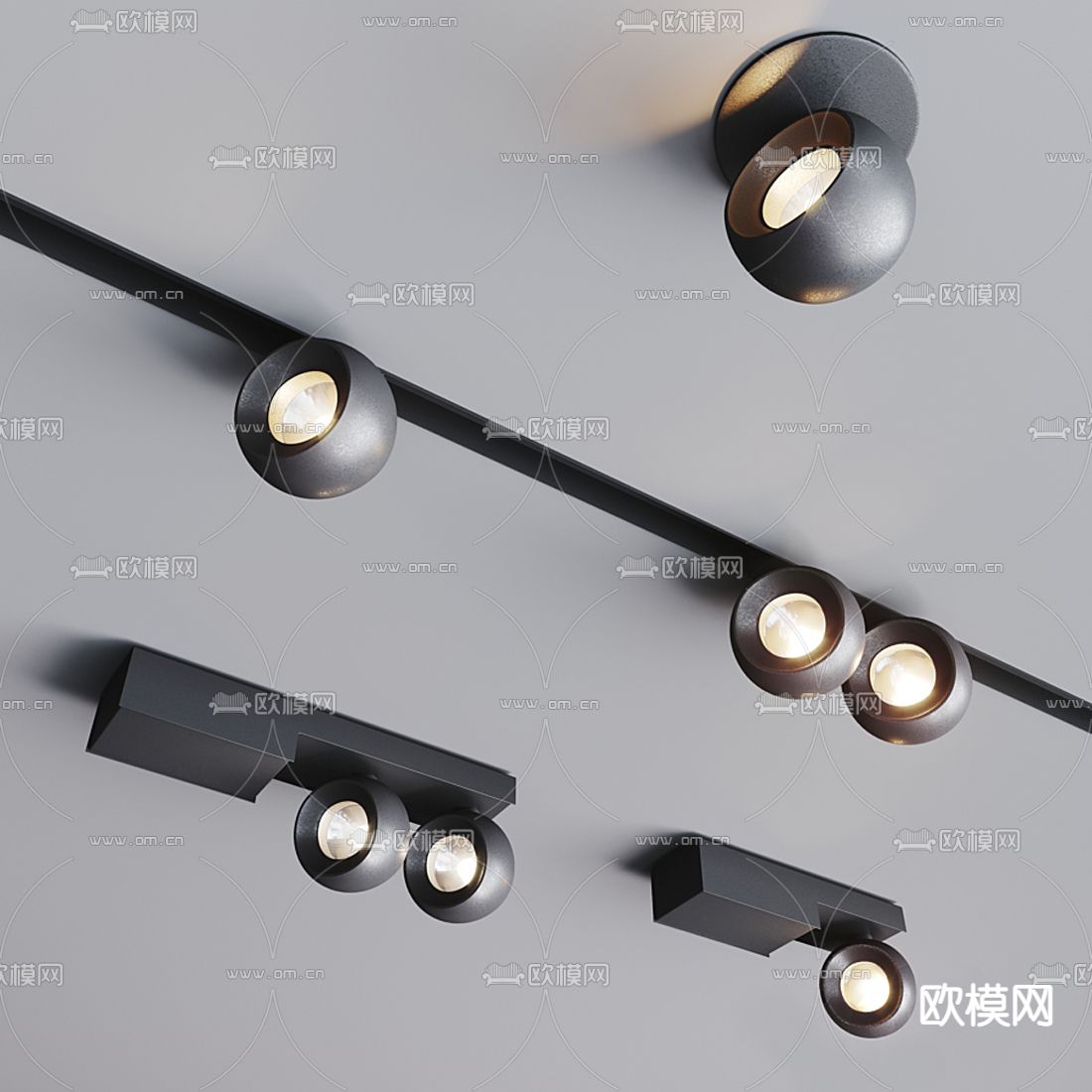 现代射灯筒灯3d模型