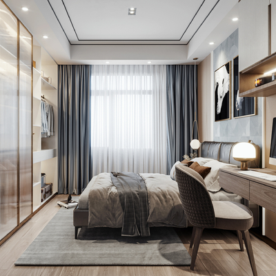 次卧室3d模型下载-3dmax模型免费下载-欧模网