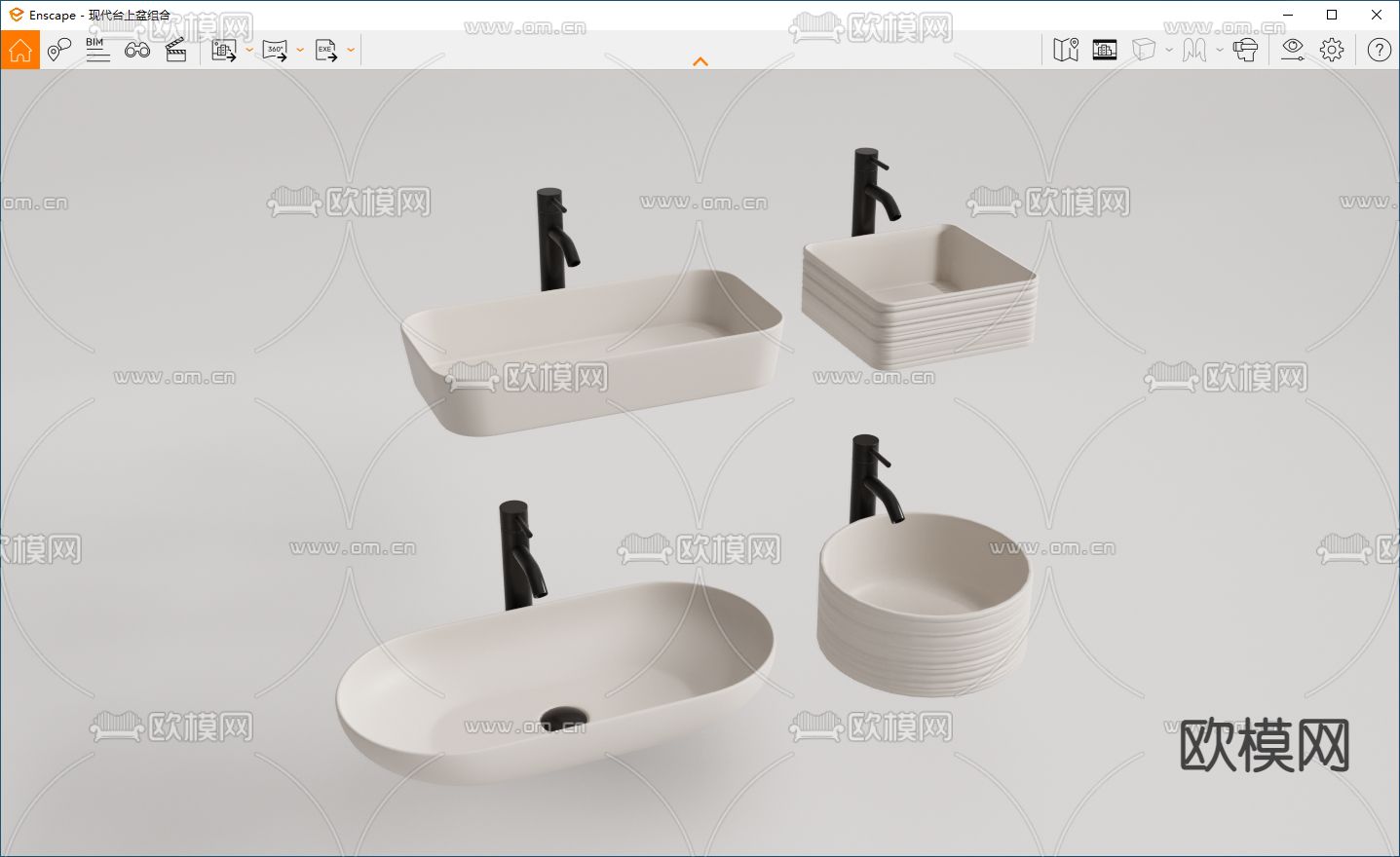 现代台上盆su模型下载（渲染图3）