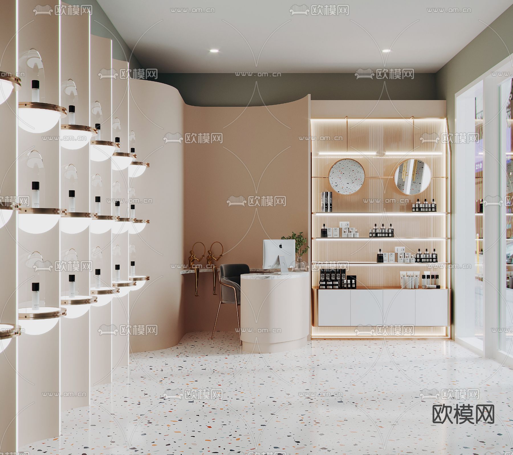现代轻奢美妆店3d模型