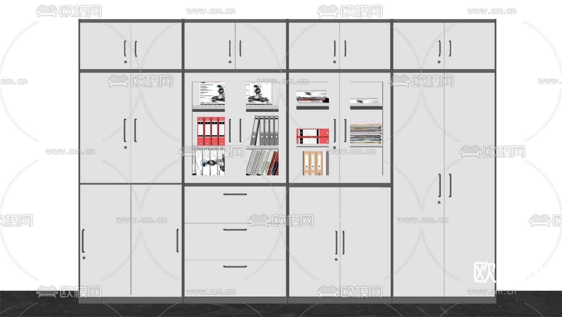 现代文件柜档案柜资料柜su模型下载（渲染图2）