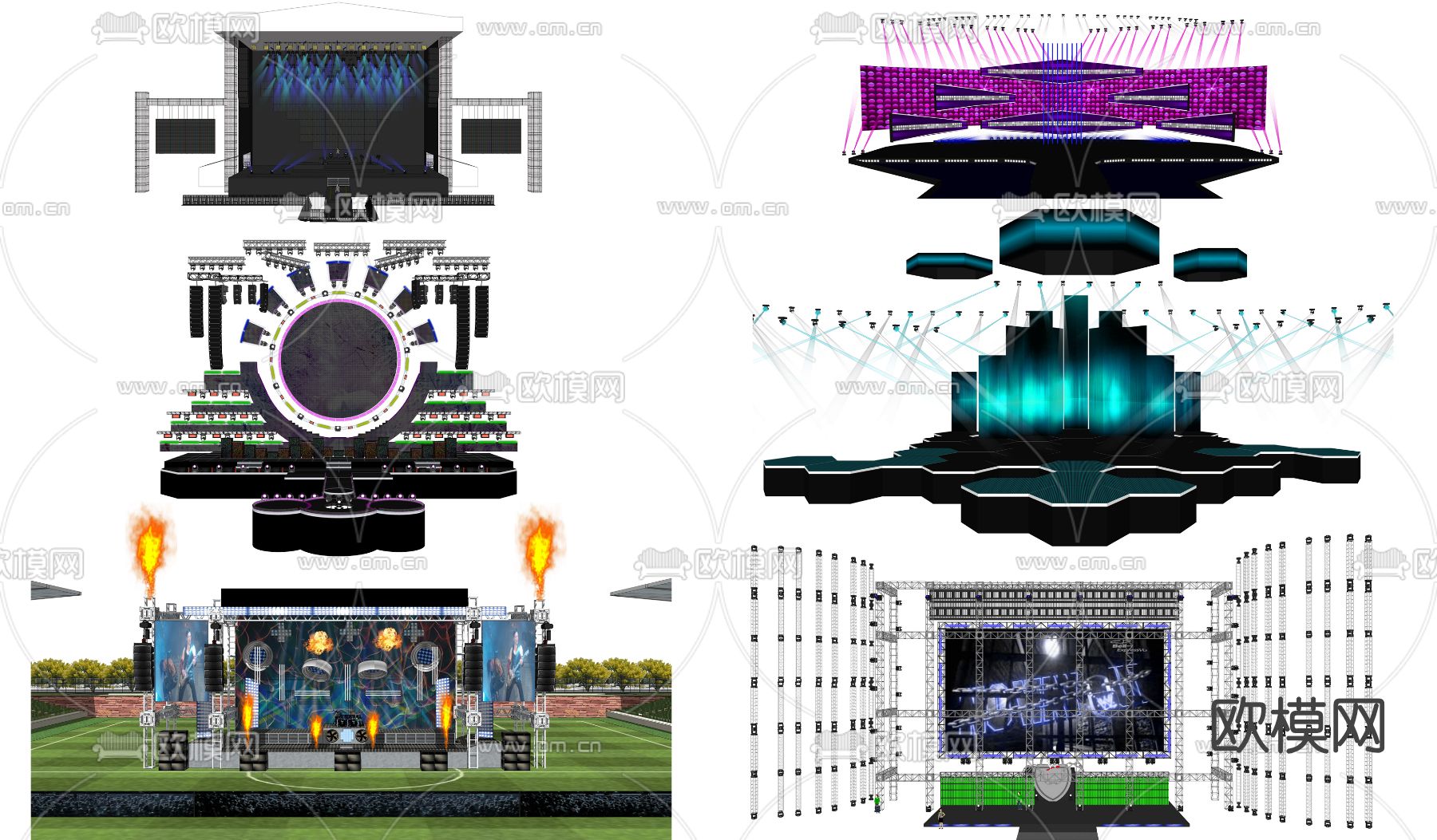 现代室外钢架灯光表演舞台su模型下载
