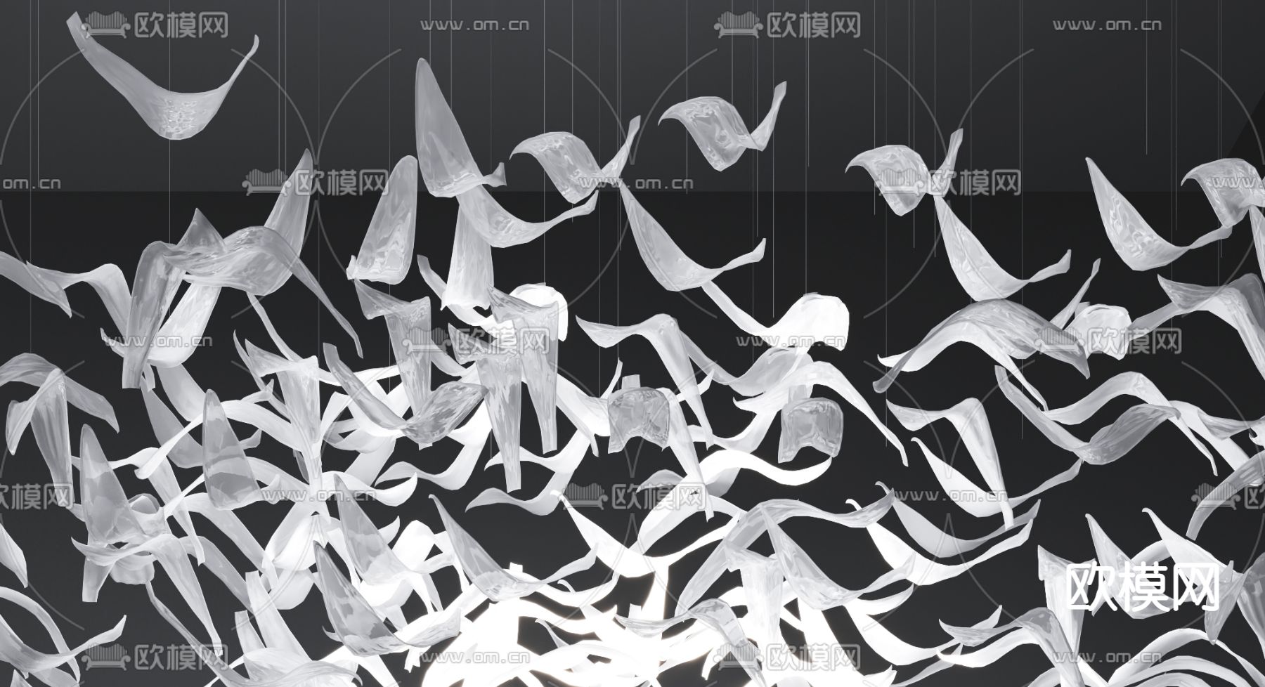 现代羽毛装饰吊灯3d模型
