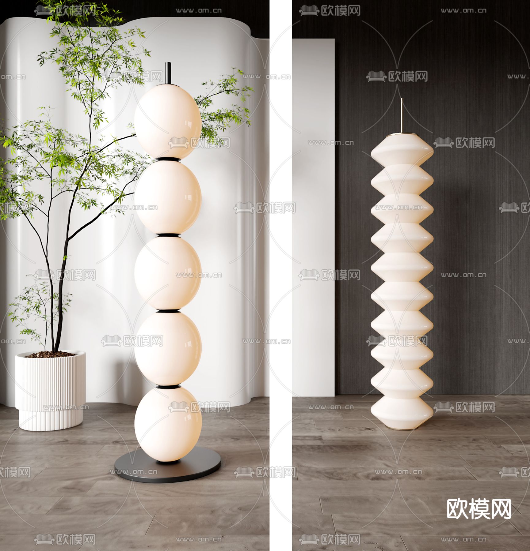 侘寂玻璃落地灯3d模型