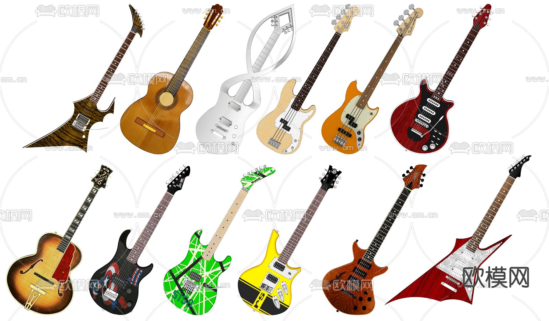 现代乐器吉他su模型下载