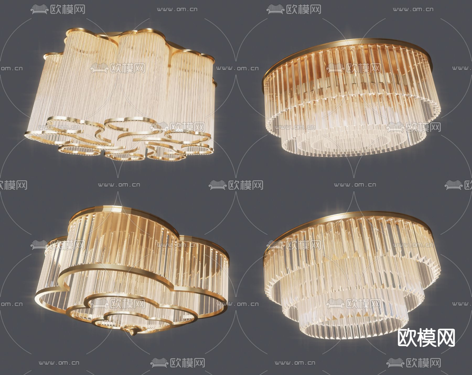 欧式吸顶灯水晶灯su模型下载