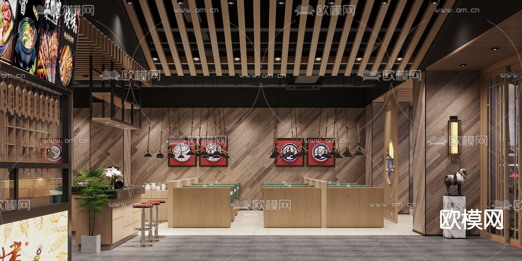 新中式烧烤店3d模型下载（渲染图5）