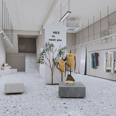  侘寂风女装店su模型 