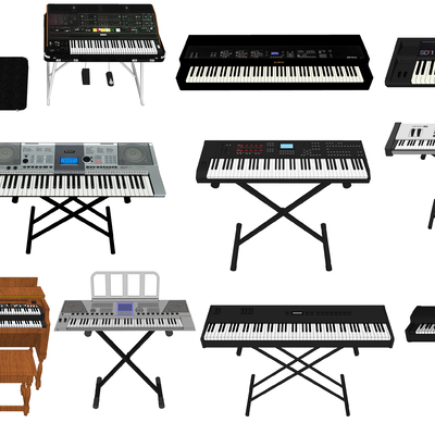  现代乐器大提琴电子琴su模型 