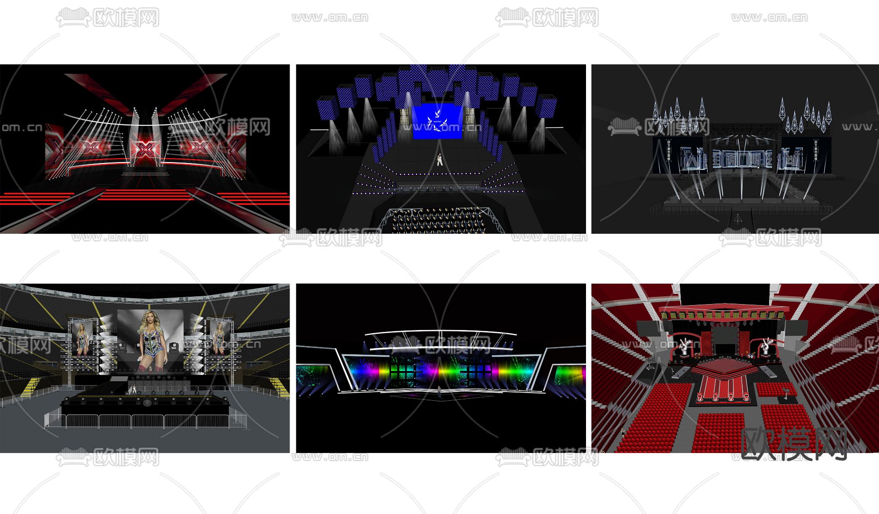 现代室外钢架灯光表演舞台su模型下载