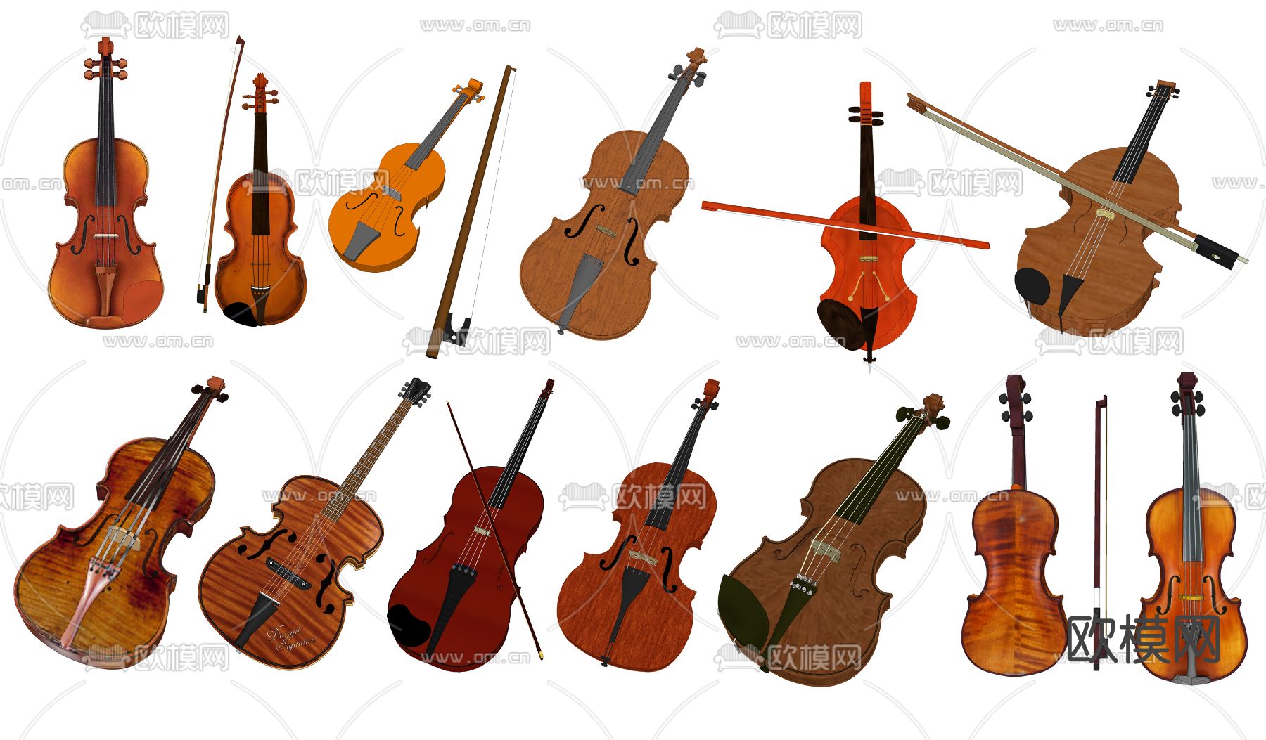 现代乐器小提琴su模型下载
