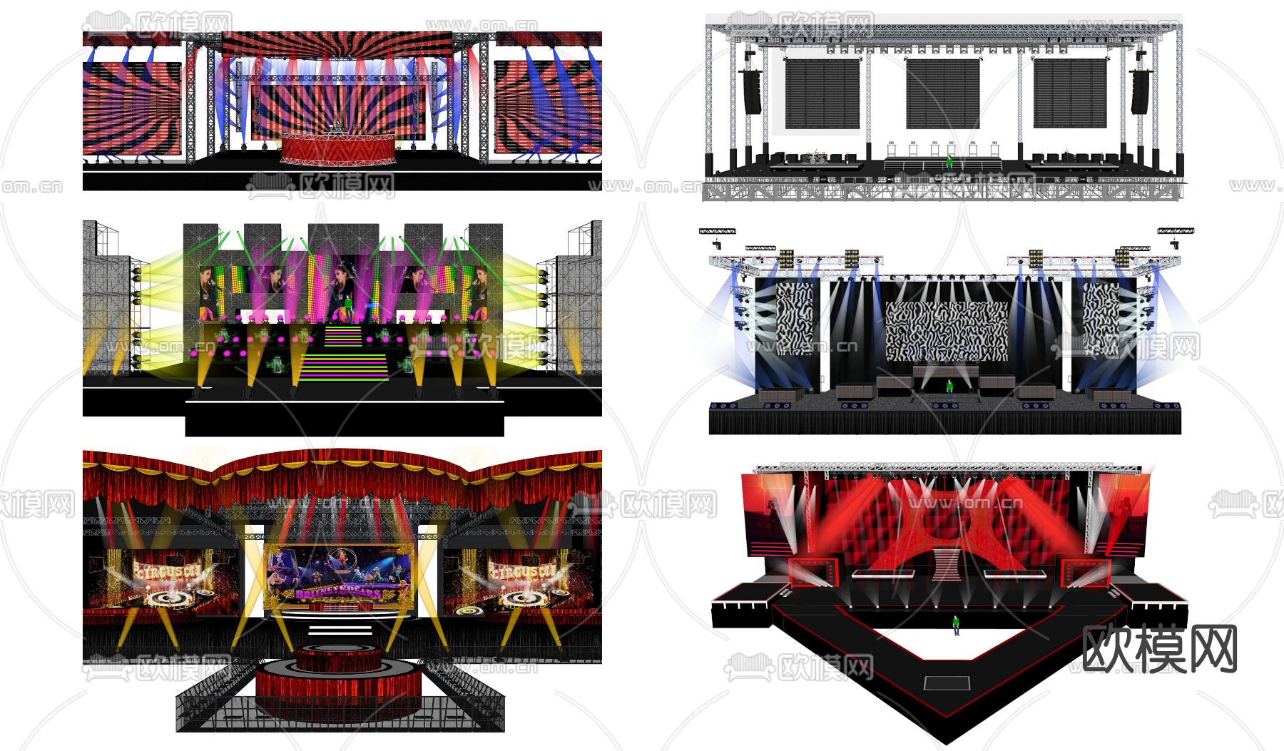 现代室外钢架灯光表演舞台su模型下载