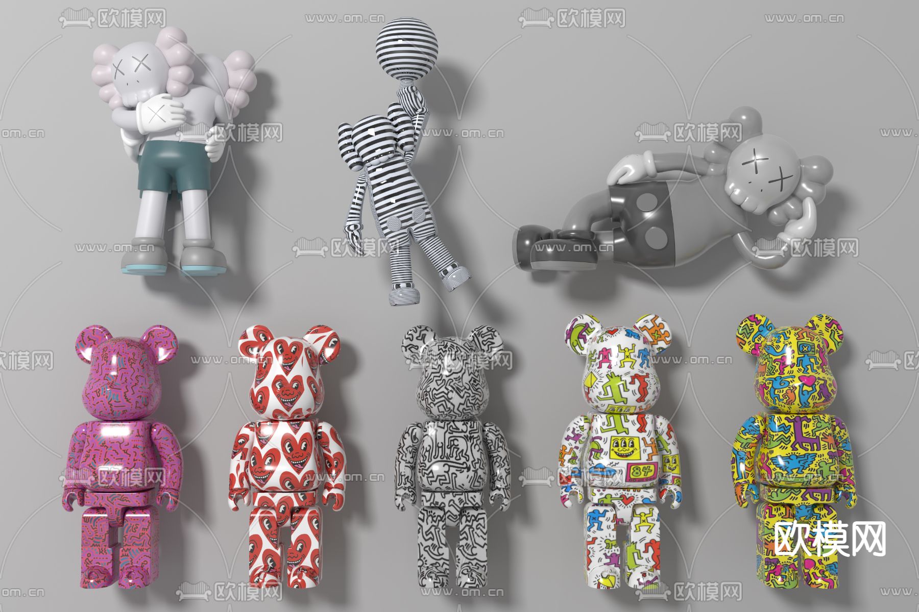 现代Kaws玩具摆件3d模型