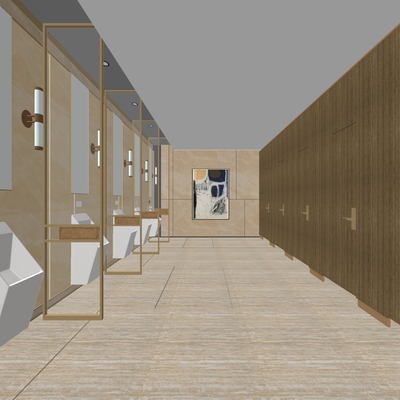  现代公用卫生间su模型 