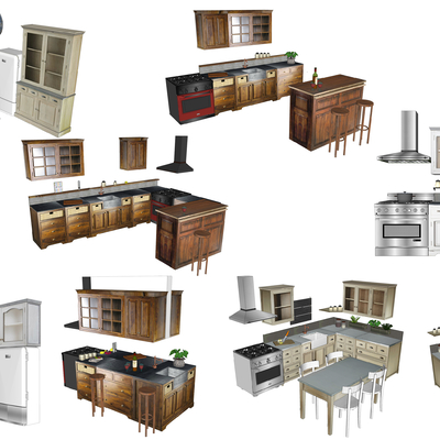  美式橱柜su模型 