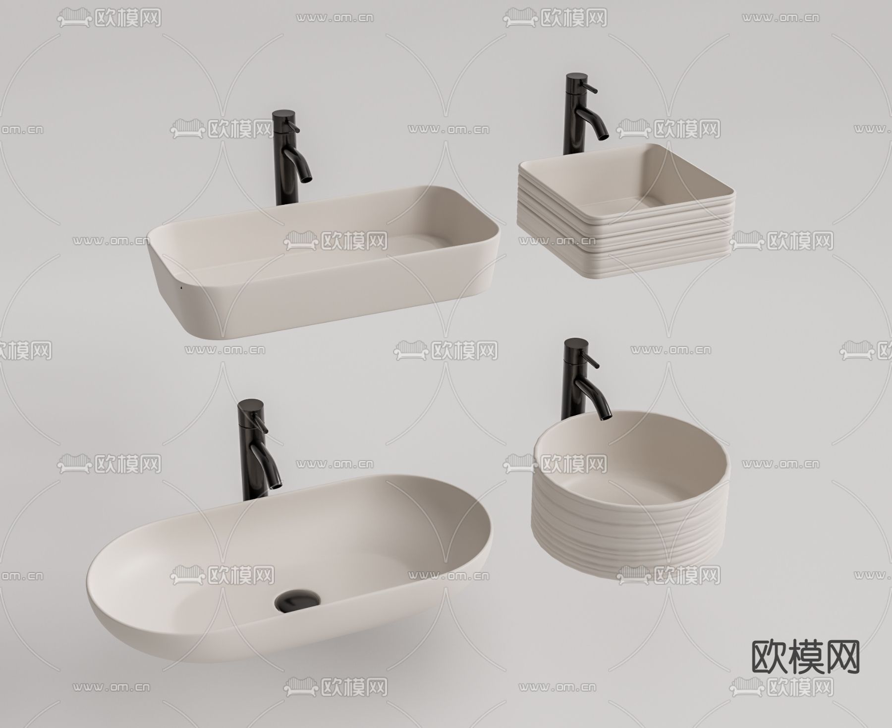 现代台上盆su模型下载（渲染图1）