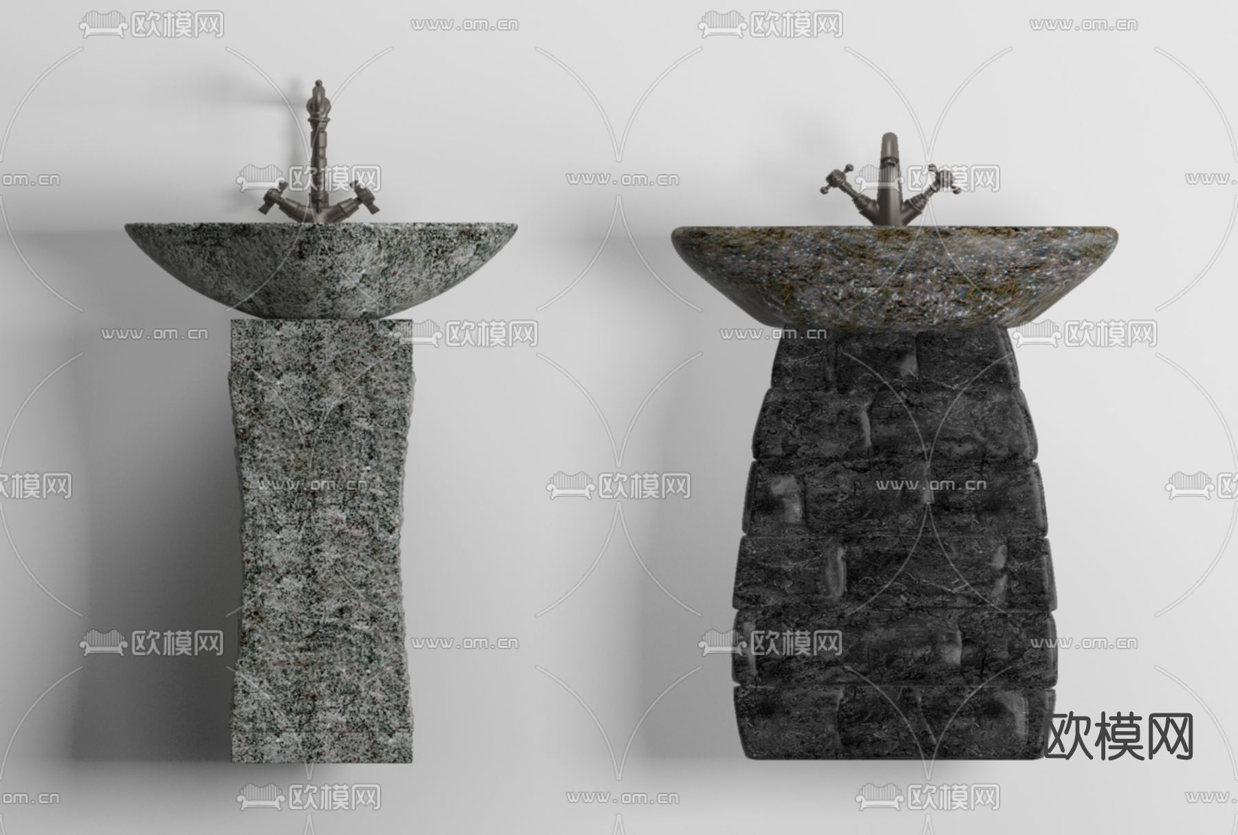 自然风立柱式洗手台免费3d模型下载