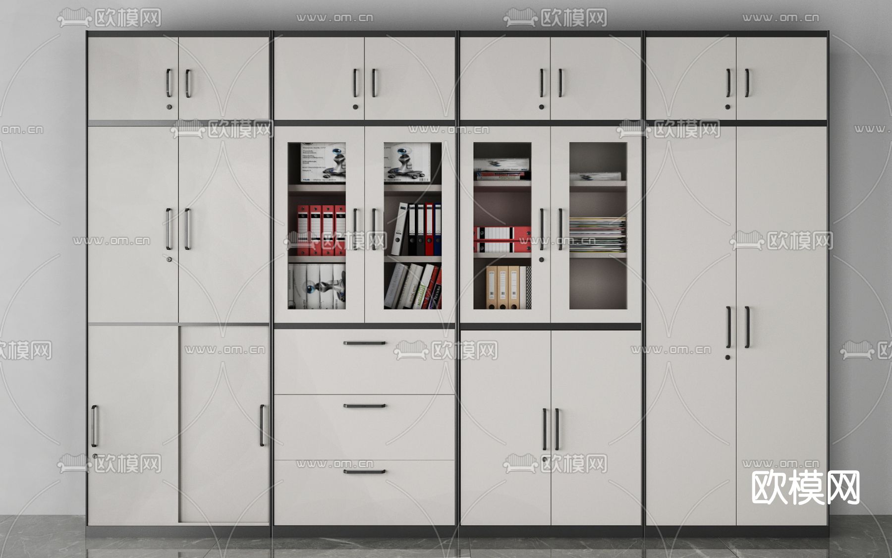 现代文件柜档案柜资料柜su模型下载（渲染图1）