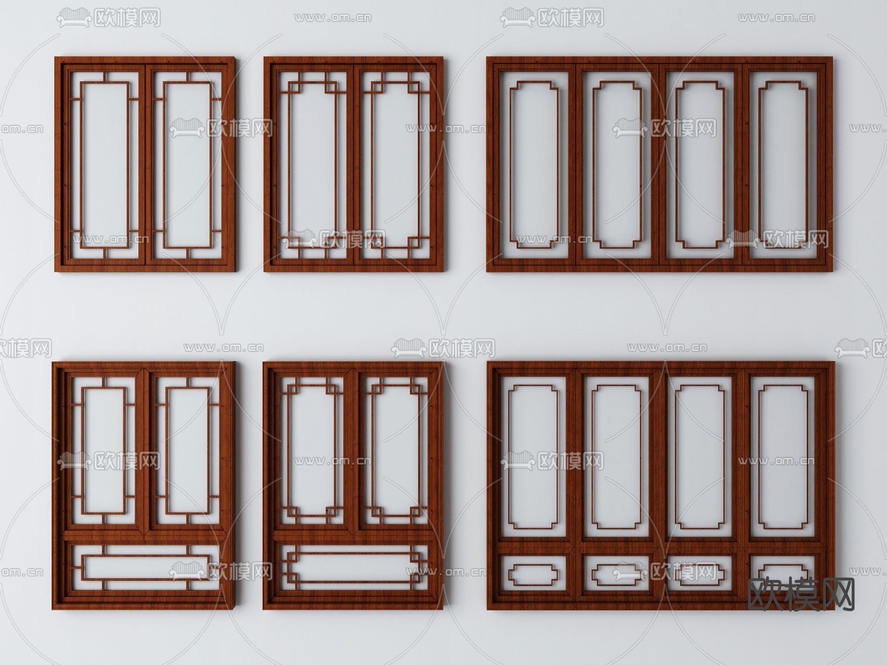 中式花窗窗户su模型下载（渲染图1）