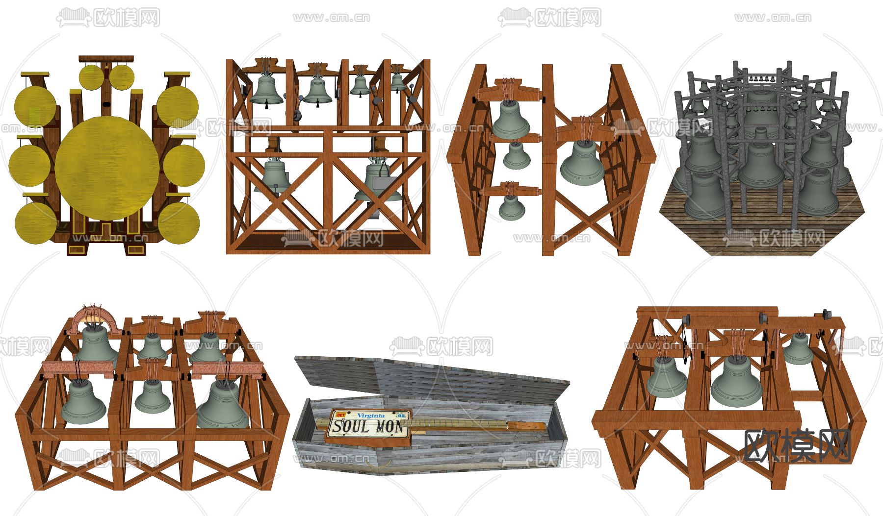 中式民族古典乐器su模型下载