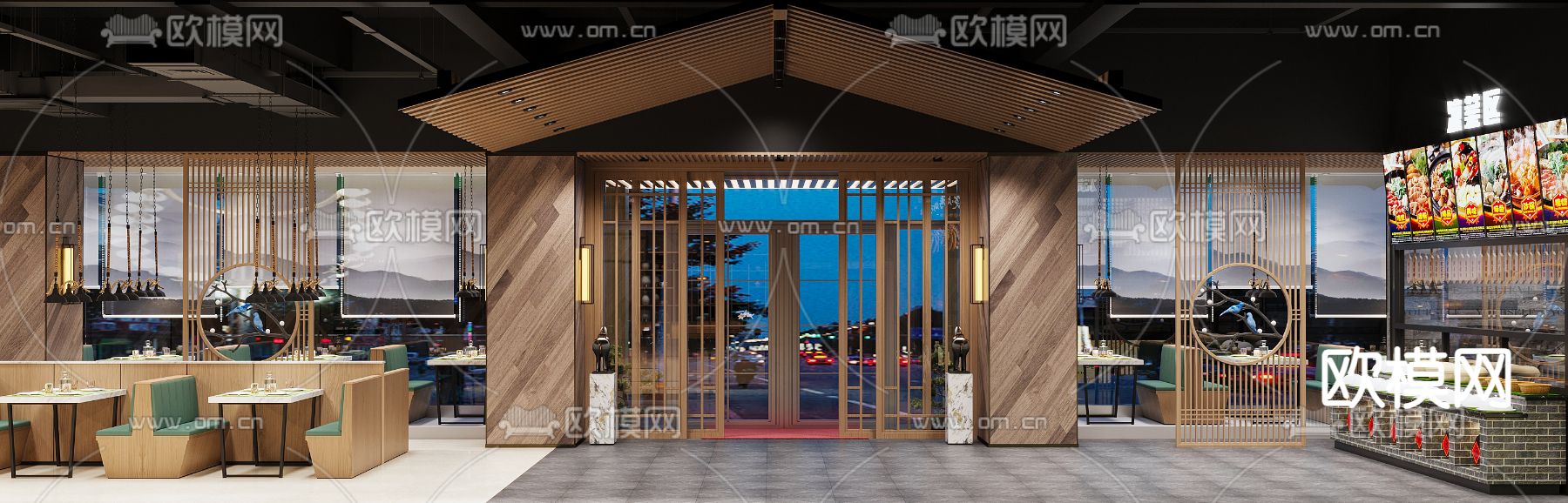 新中式烧烤店3d模型下载（渲染图6）