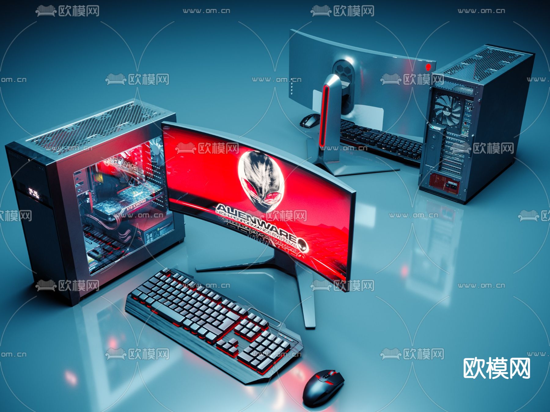 现代台式电脑3d模型下载