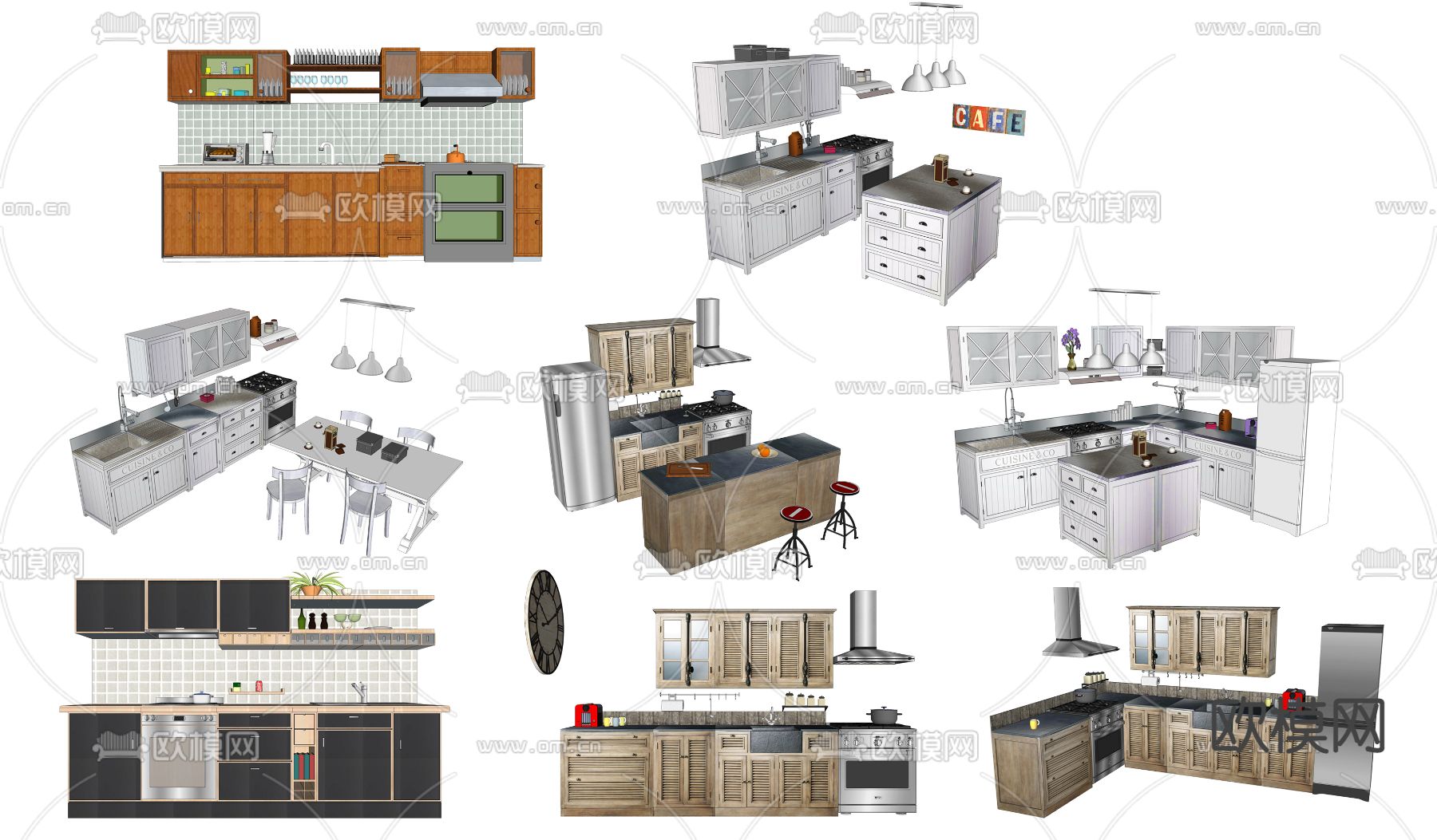 美式橱柜su模型下载