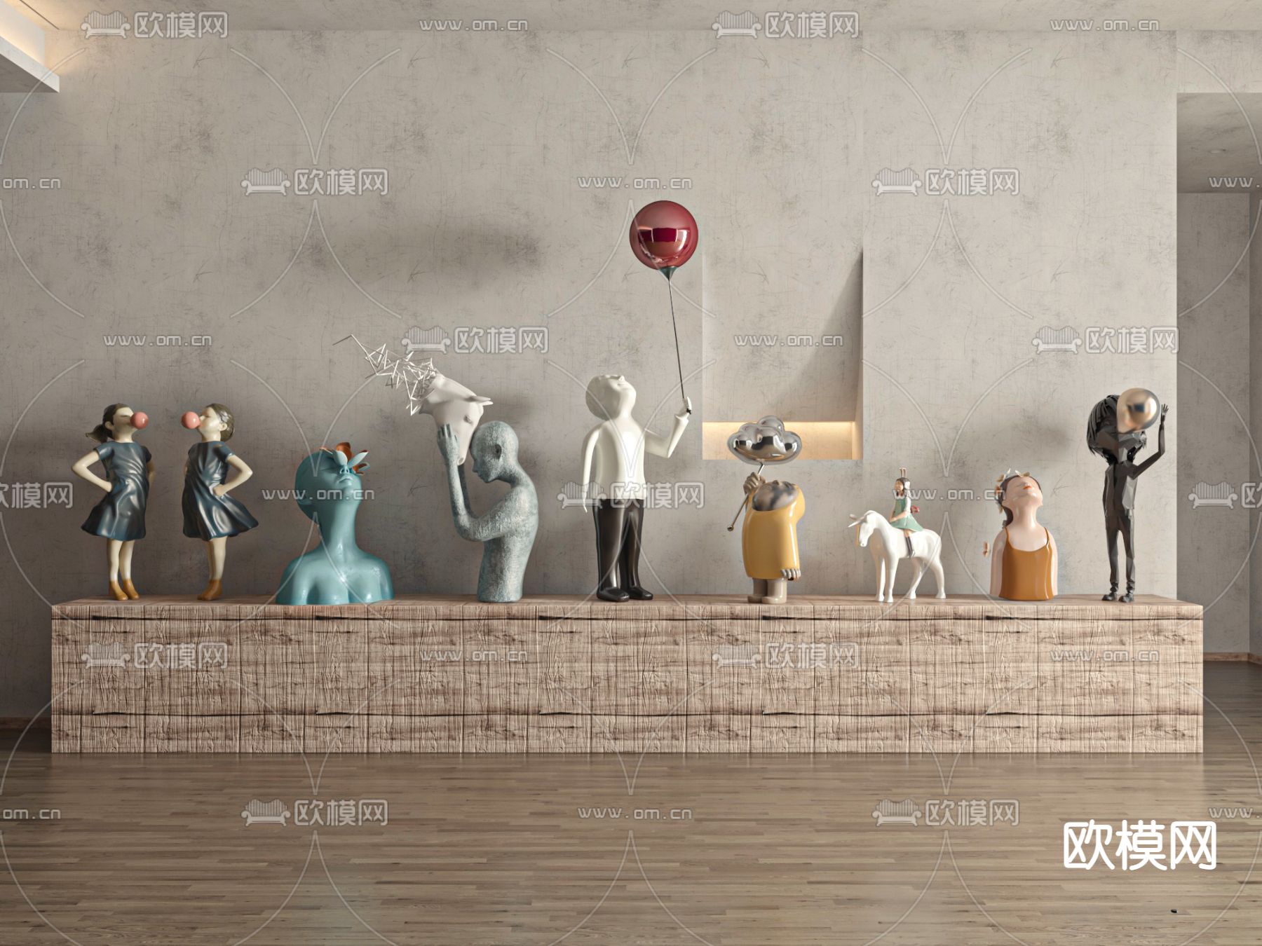 现代雕塑摆件3d模型