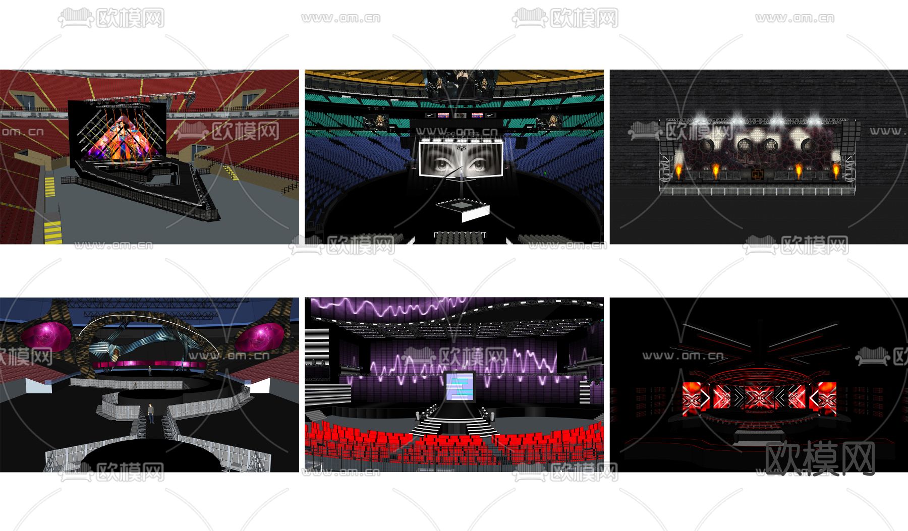 现代室外钢架灯光表演舞台su模型下载