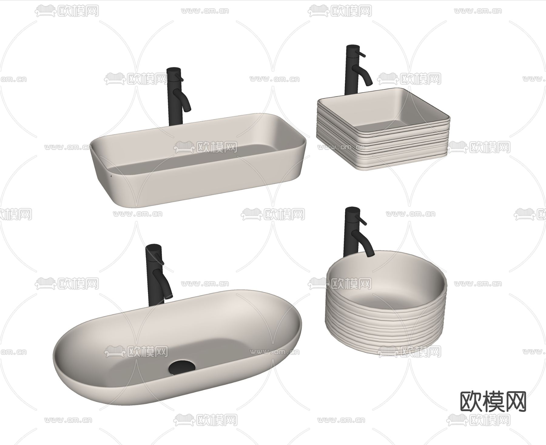 现代台上盆su模型下载（渲染图2）