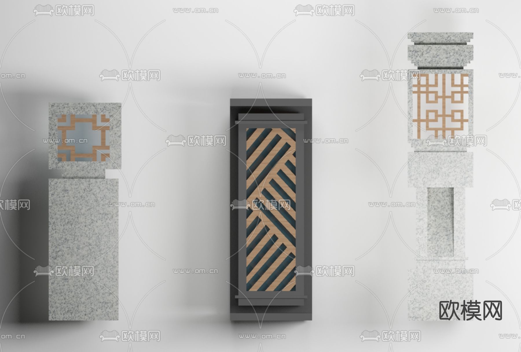 新中式庭院户外灯免费3d模型下载