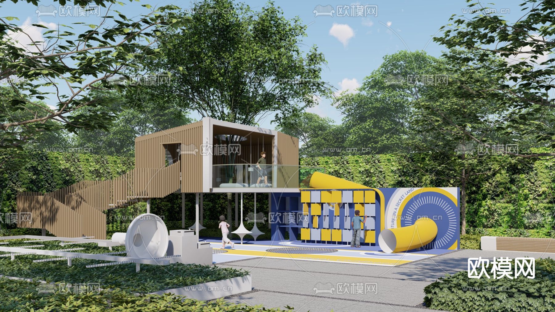 现代木屋儿童区su模型下载（渲染图1）