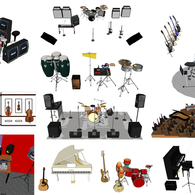  现代乐器su模型 